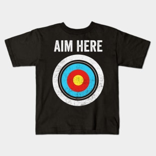 Aim Here Dartboard Bullseye Kids T-Shirt